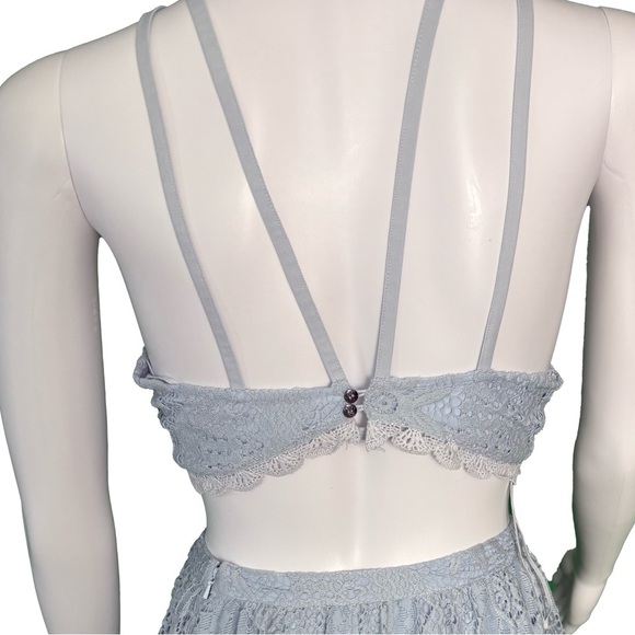 *Host pick* VINTAGE Free People Light Blue lace matching set size 2 - Picture 2 of 5